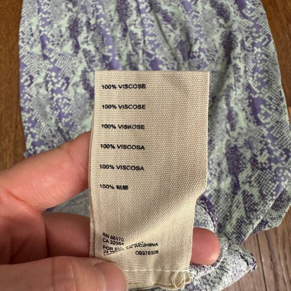 Free People Lime Green Snakeskin Midi Button Front Skirt - Picture 3 of 8